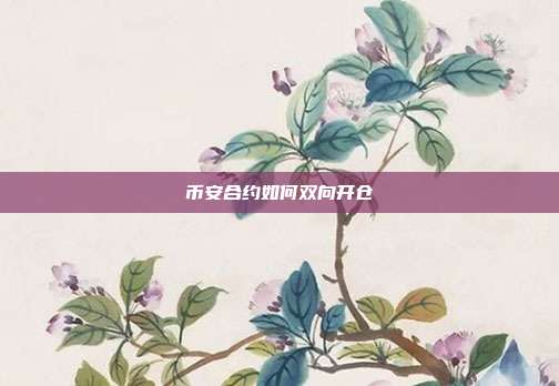 币安合约如何双向开仓