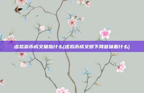 虚拟货币成交量指什么(虚拟币成交额下降意味着什么)