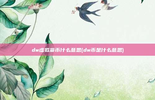 dw虚拟货币什么意思(dw币是什么意思)