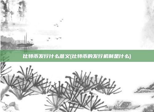 比特币发行什么意义(比特币的发行机制是什么)