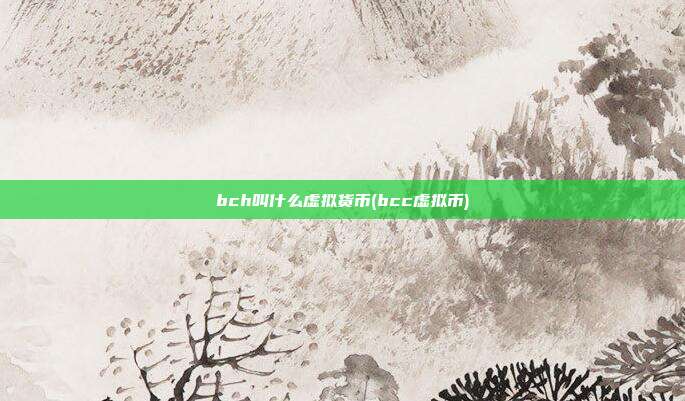 bch叫什么虚拟货币(bcc虚拟币)